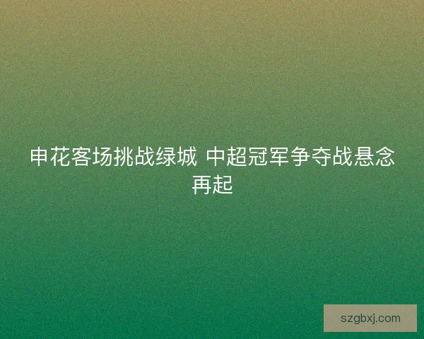 申花客场挑战绿城 中超冠军争夺战悬念再起