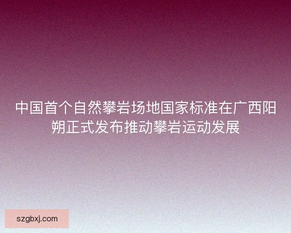 中国首个自然攀岩场地国家标准在广西阳朔正式发布推动攀岩运动发展