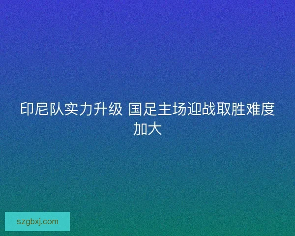 印尼队实力升级 国足主场迎战取胜难度加大 印尼队实力升级 国足主场迎战取胜难度加大
