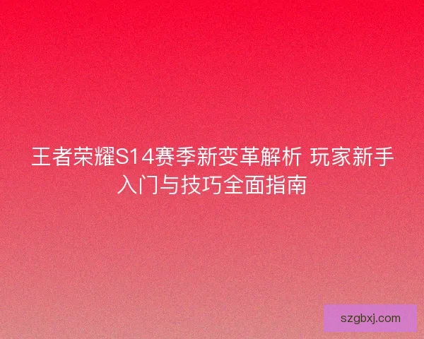 王者荣耀S14赛季新变革解析 玩家新手入门与技巧全面指南